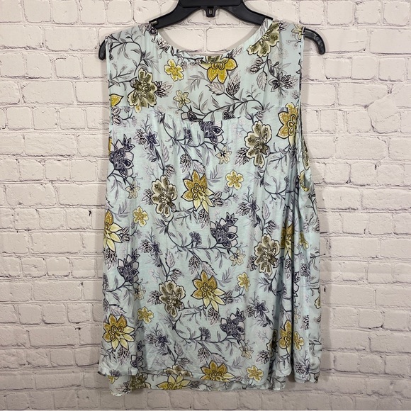 Loft Plus Womens Shirt 20/22 Floral Print Sleeveless Keyhole Neck Pullover Flowy - Picture 4 of 5